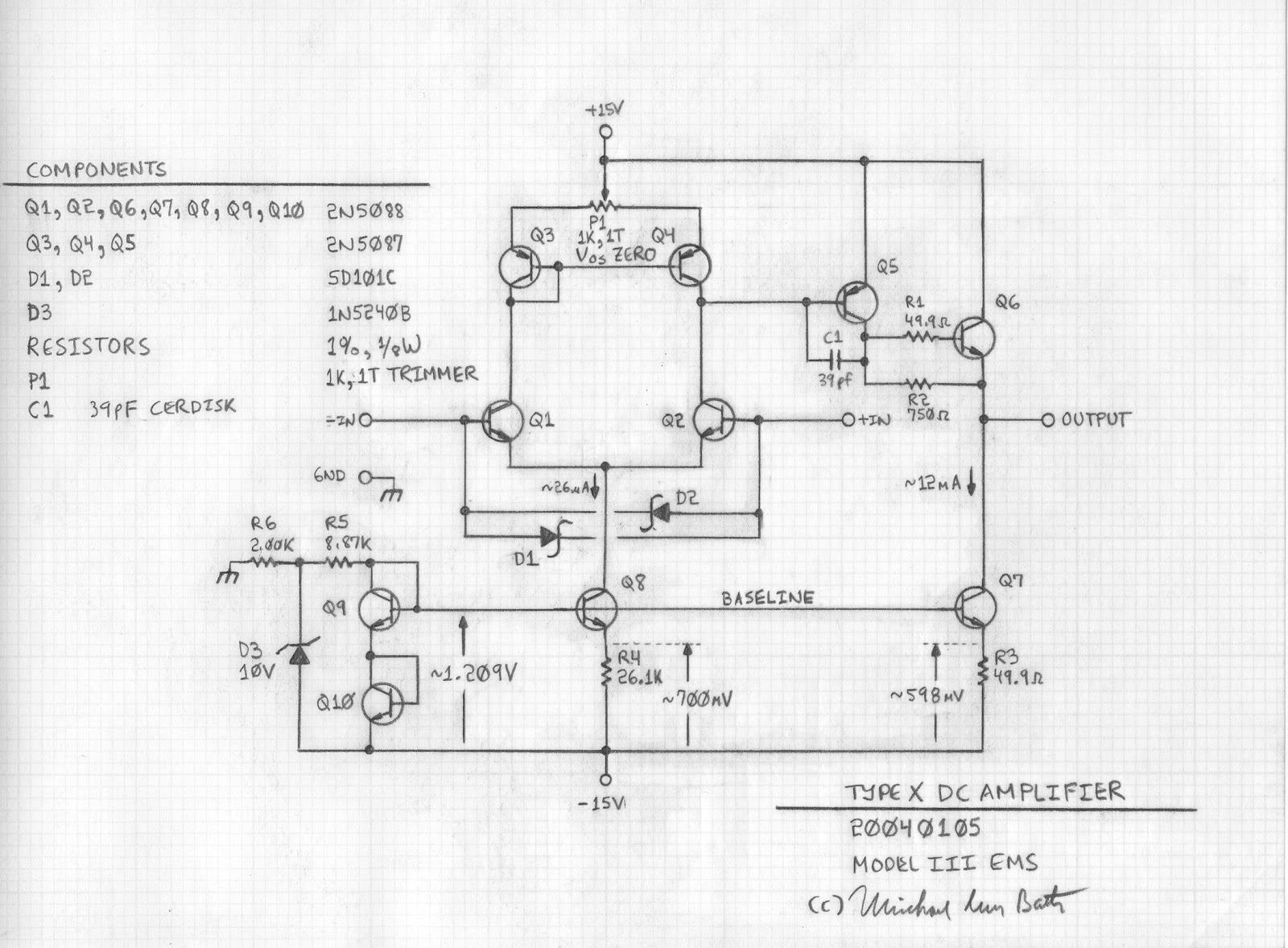 Schematic of the Type X DC Amplifier