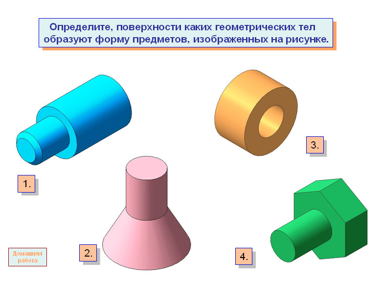 Предметы в форме геометрических фигур. Черчение анализ геометрической формы тела. Формы геометрических тел. Обьемныйпредмет на плоскости. Классификация геометрических тел.