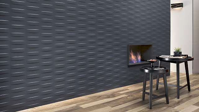 Tile design on wall with geometric shapes surfaces