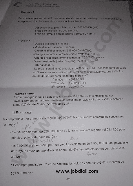 Exemple Concours Administrateurs 2ème grade - Office National du Conseil Agricole