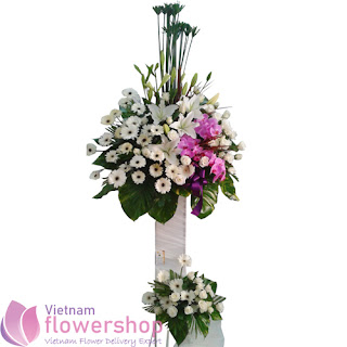 Funeral flower stand delivered Vietnam