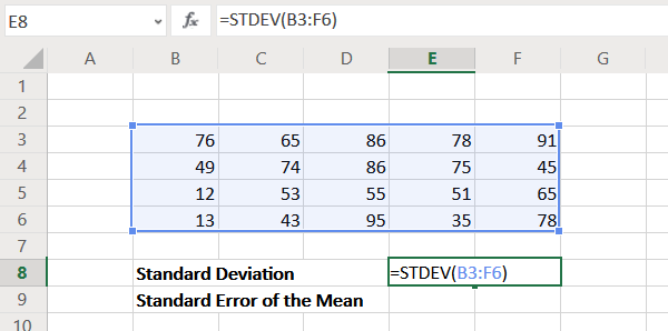 Desviación estándar en Excel