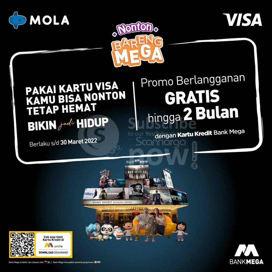 Promo Mola TV Berlangganan GRATIS 2 Bulan dengan Kartu Kredit Bank Mega
