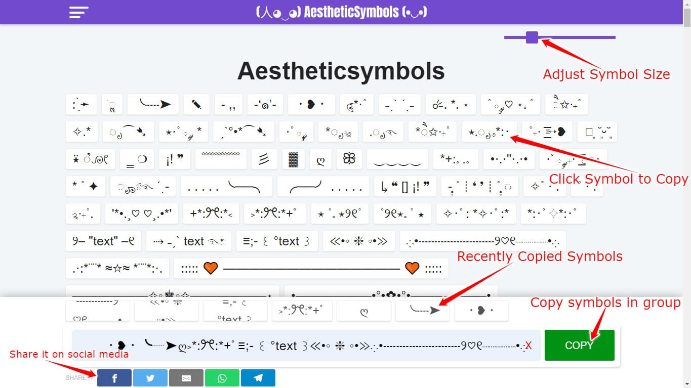 Aesthetic emoji symbols