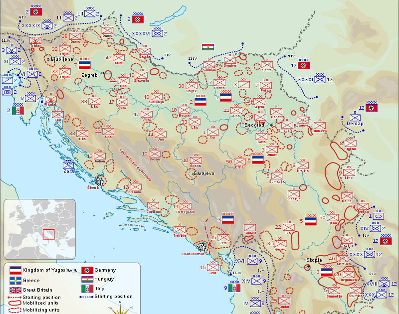 Chronology Of The Second World War In Yugoslavia The%2Bmap%2Bshows%2Bthe%2Binitial%2Bpositions%2Bof%2Bthe%2BAxis%2Bforces%2Band%2Bthe%2BYugoslav%2BRoyal%2BArmy. 