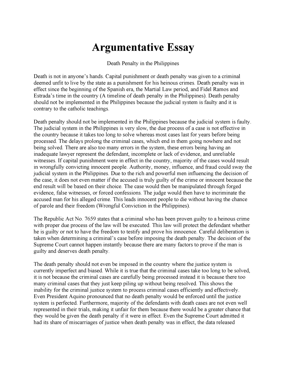 arguments against death penalty essay