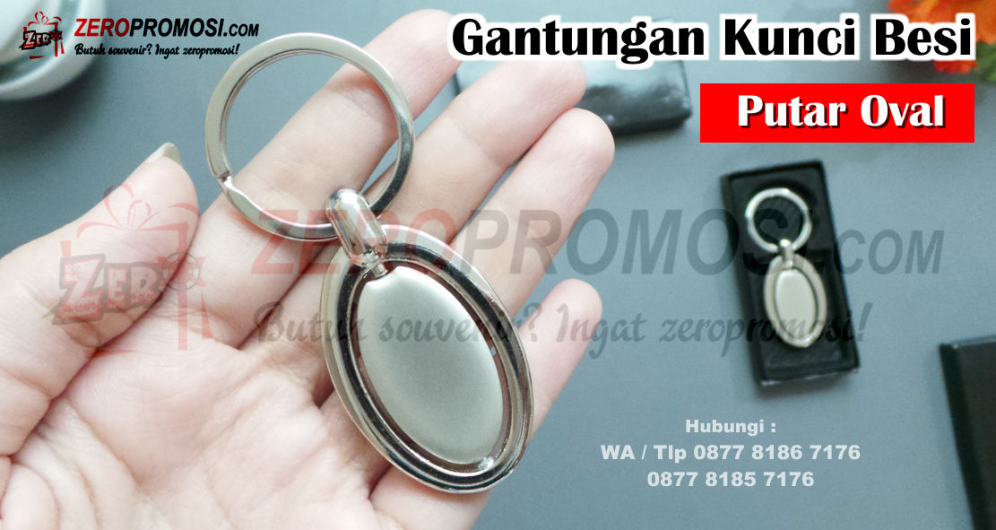 Souvenir Gantungan Kunci Besi Putar Oval, gantungan kunci putar, gantungan kunci metal, gantungan kunci promosi