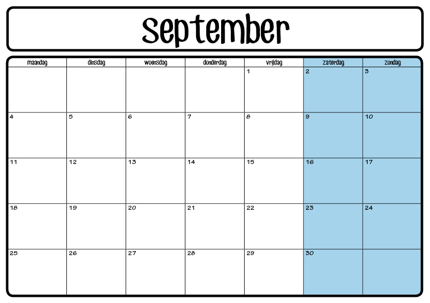 De juf deelt... Maandkalender voor ouders