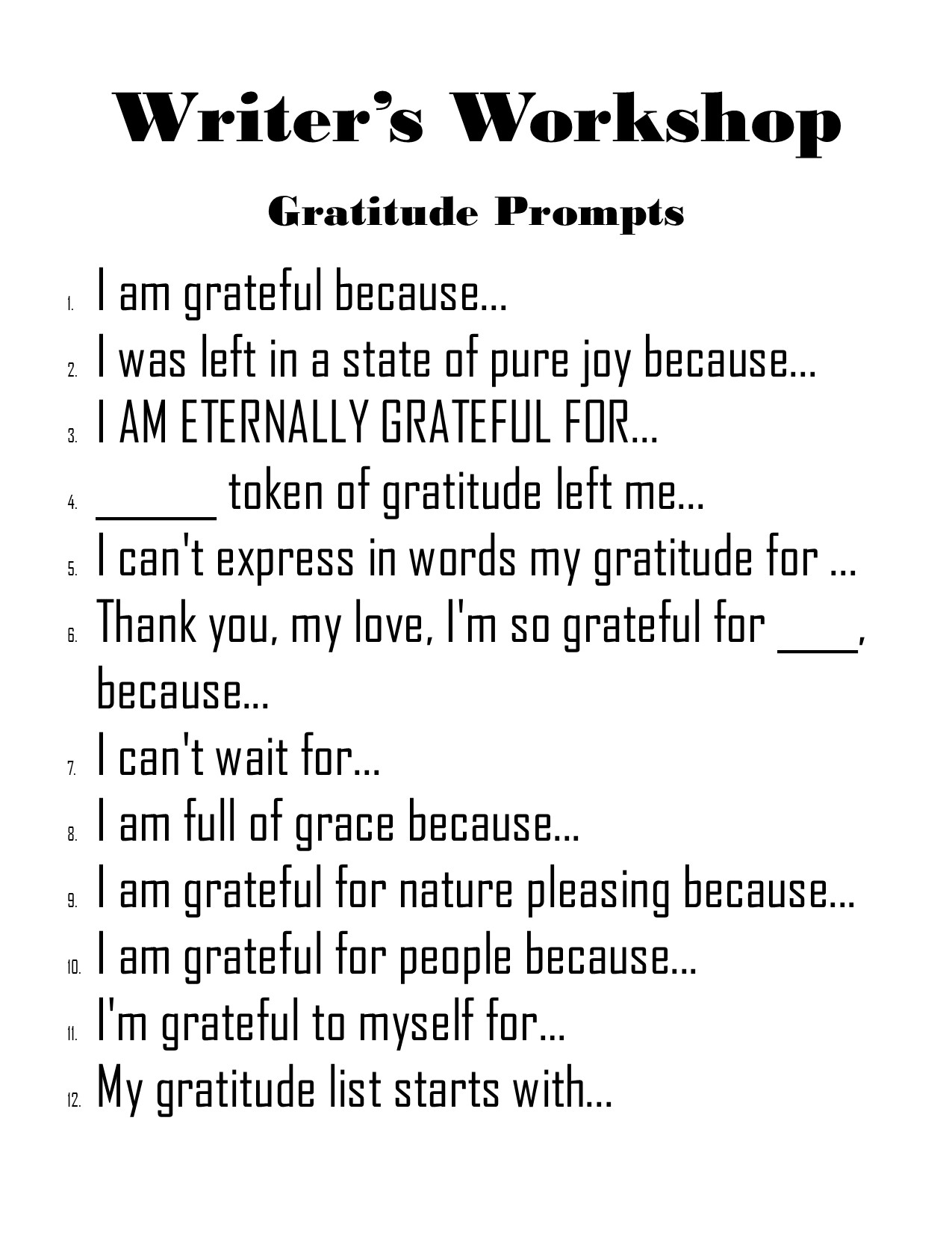 Reading Sage: Gratitude sentence starters, gratitude prompts ...