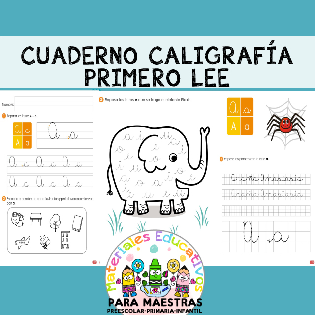 Cuaderno Caligrafía Primero LEE  Materiales Educativos para Maestras