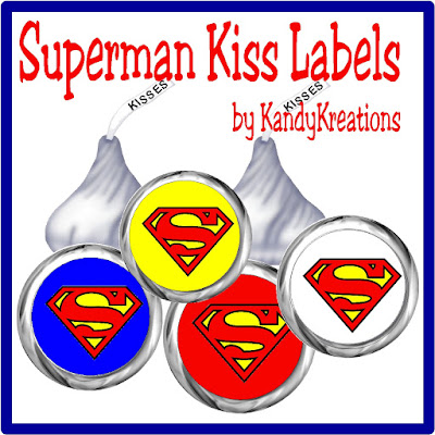 Make your Superman party a hit with these free printable Superman kiss labels. With only a little effort and a some Hershey kisses, you'll be the hero of your next superhero party. 