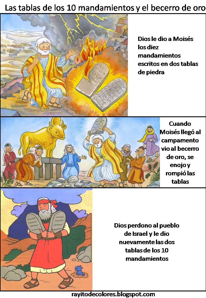 Las tablas de los diez mandamientos y el becerro de oro