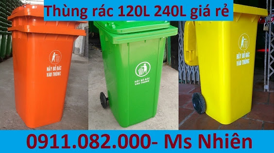 Thung dung rac 120L 240L gia re tai tra vinh thung rac cong nghiep lh 0911082000