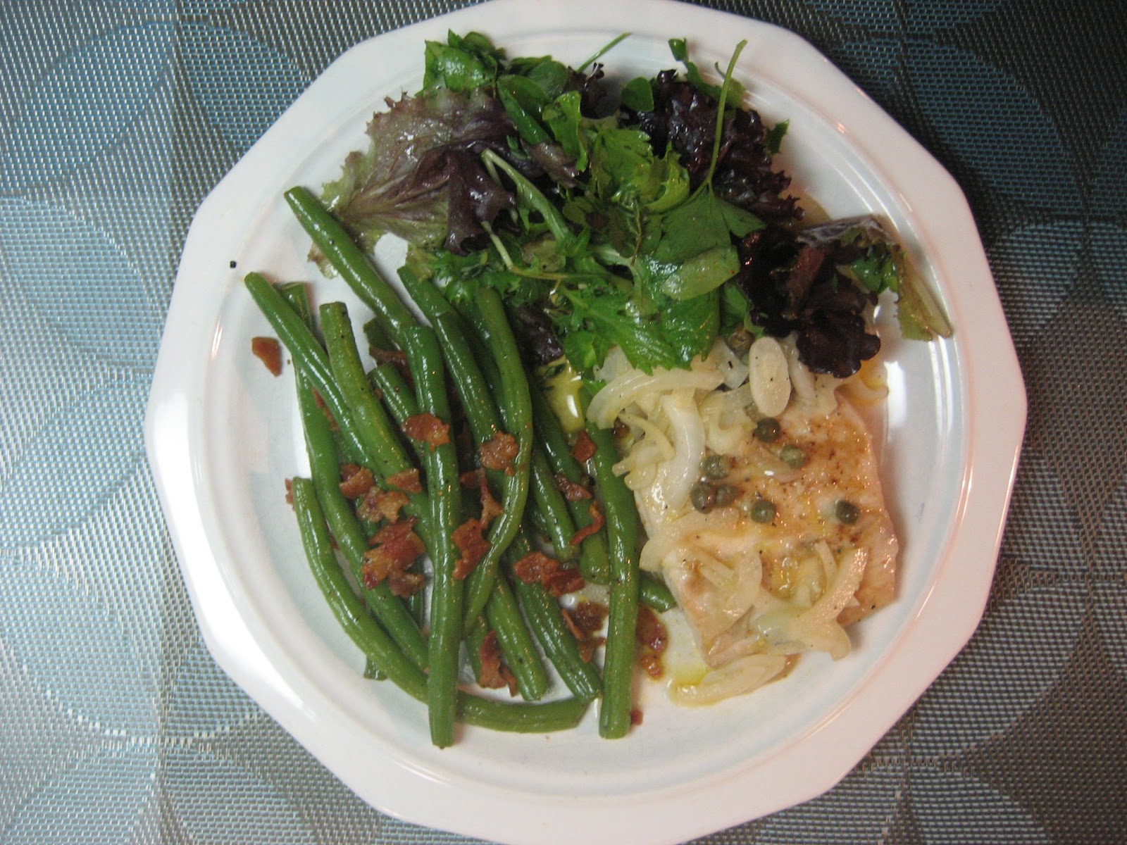 Chez Mona Mediterranean MahiMahi with Frilly Herb Salad