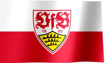 The waving flag of VfB Stuttgart with the logo (Animated GIF) (VfB Stuttgart-Flagge)