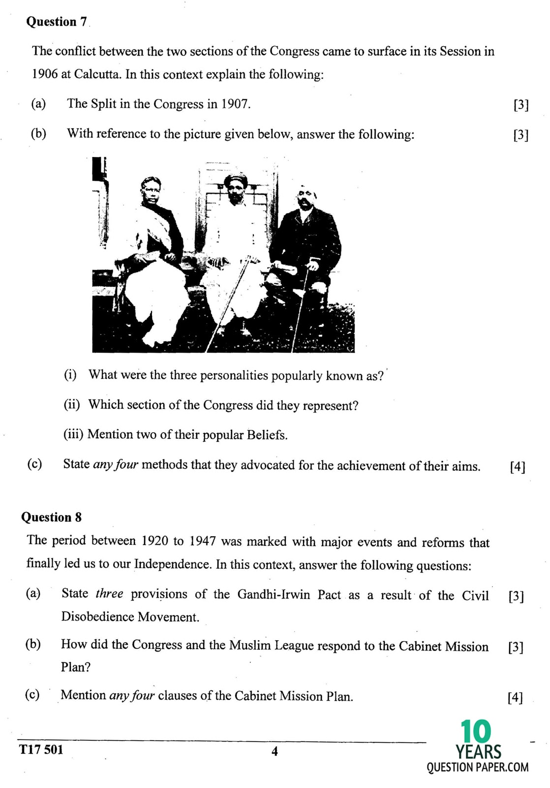 icse 2016-2017 class 10th History & civics H.C.G Paper 1 question paper icse 2017 class 10th History & civics H.C.G Paper 1 question paper