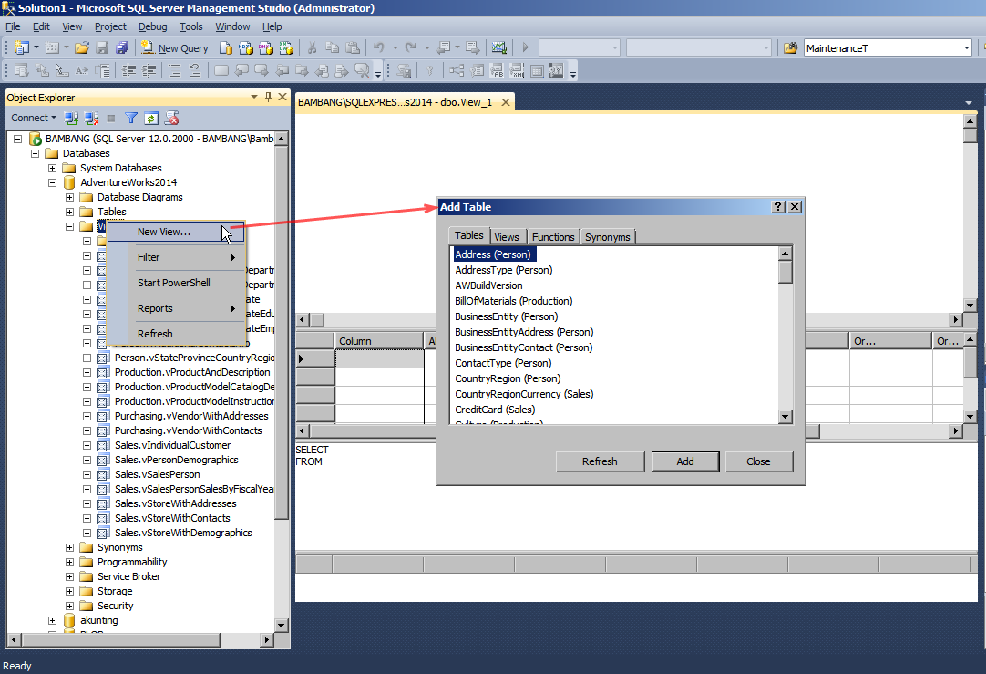 Membuat View SQL Server Access Terapan