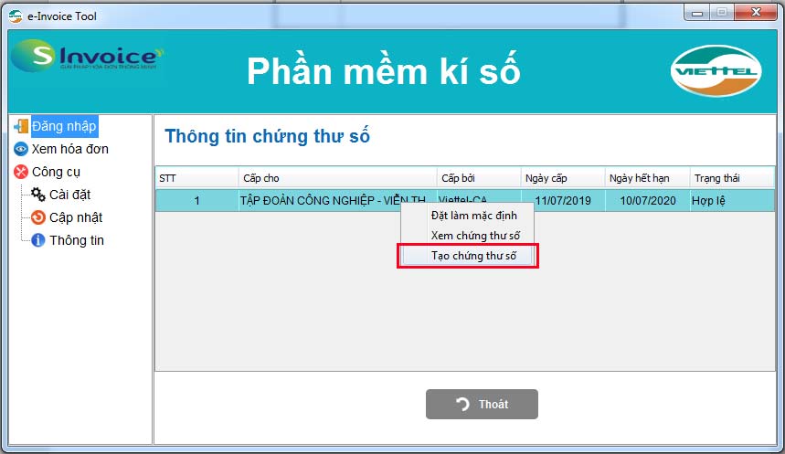 Hình 5 - Kết xuất chứng thư số ra file *.cer