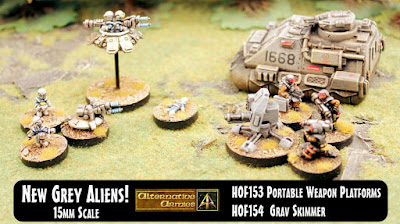 New 15mm Grey Aliens grav skimmer and portable weapon platforms New 15mm Grey Aliens grav skimmer and portable weapon platforms