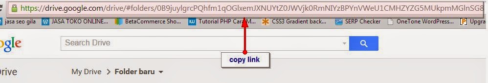 copy link folder dari browser