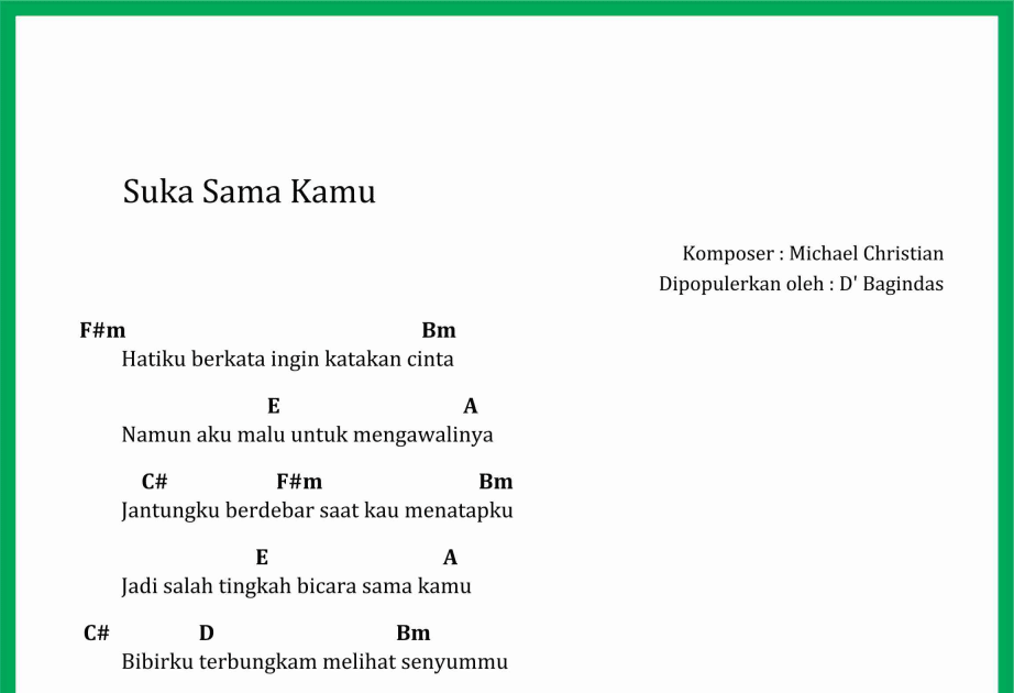 Chord Lagu Suka Sama Kamu SEPUTAR MUSIK Chord Lagu Suka Sama Kamu SEPUTAR MUSIK