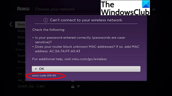 Repare el código de error de Roku 014.40 y 018 en la PC