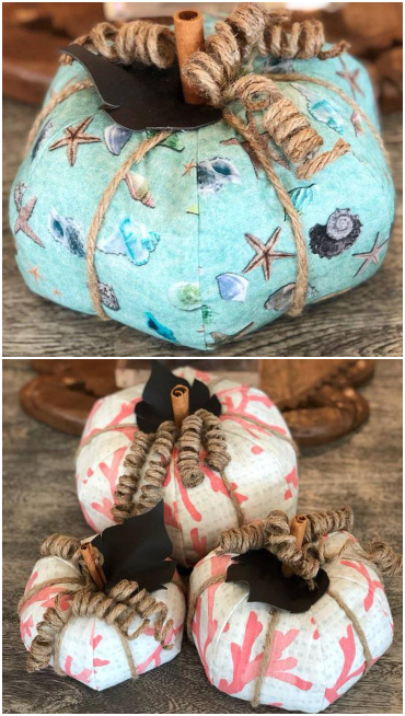 Coastal Theme Fabric Pumpkins