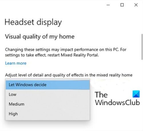 Ajuste la calidad visual de realidad mixta para la visualización de auriculares