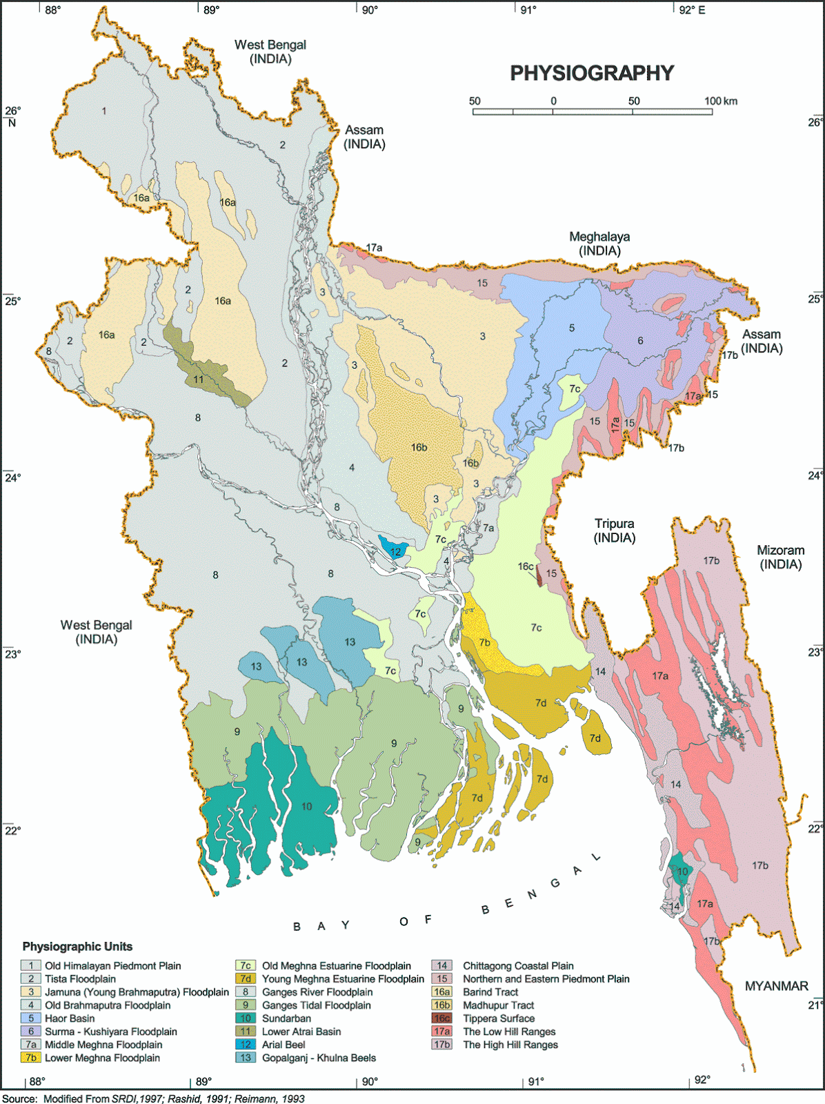 Physiography Map Bangladesh