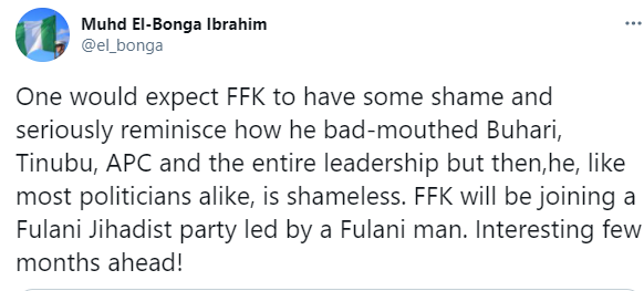 Nigerians react with insults as FFK is spotted with APC chieftains including Yahaya Bello of Kogi [photos/tweets] 28