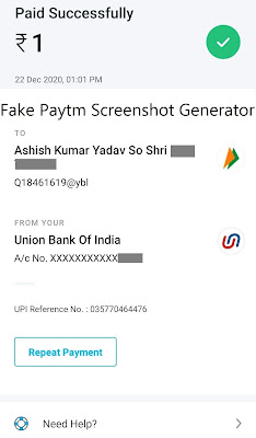 Paytm Screenshot Generator with Name, Upi, Amount, Date
