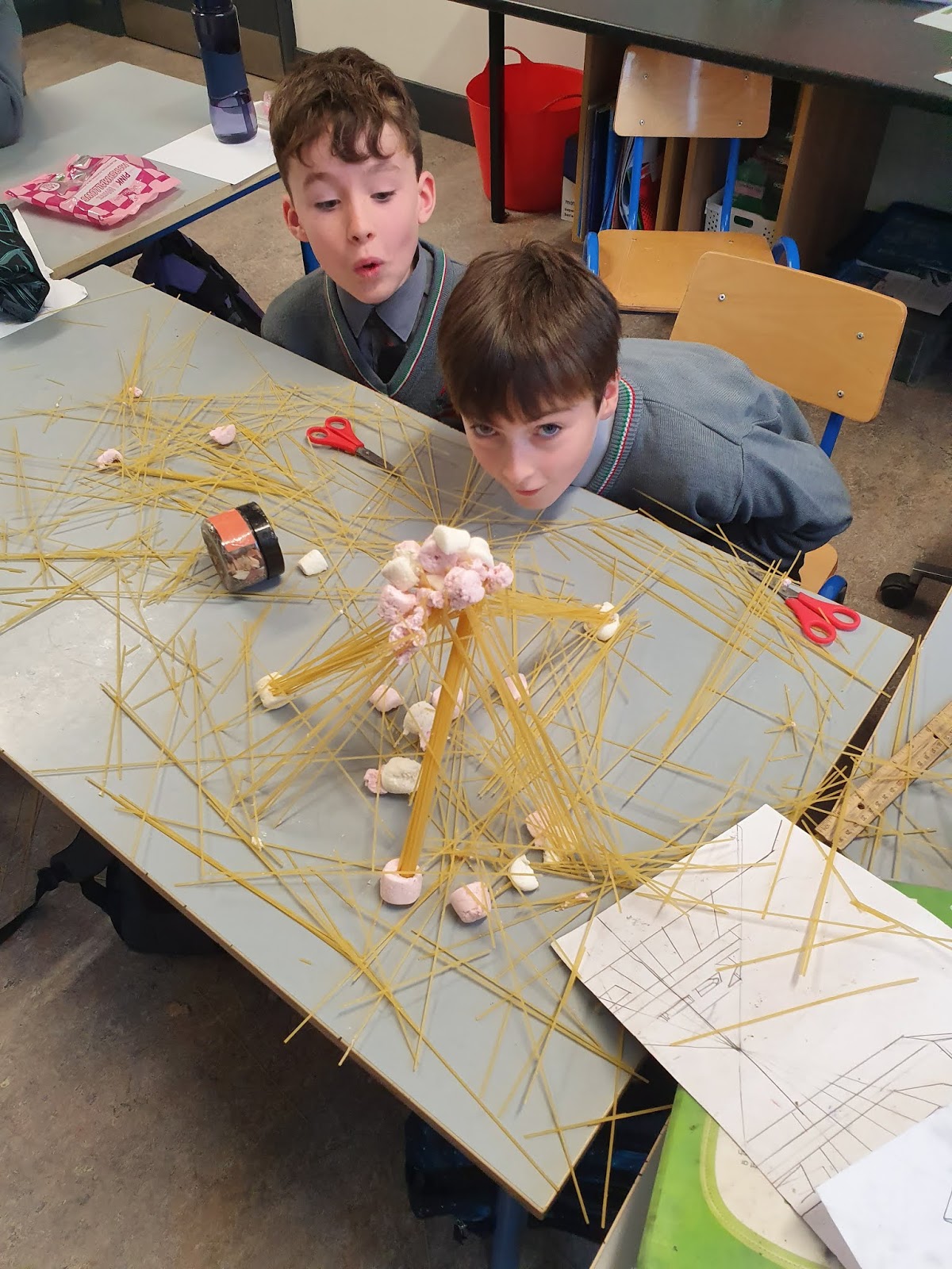 Marshmallow And Spaghetti Eiffel Tower