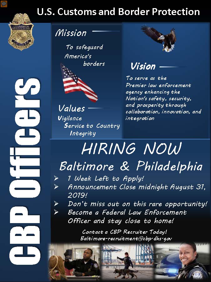 CCJS Undergrad Blog Customs and Border Protection hiring now Port of