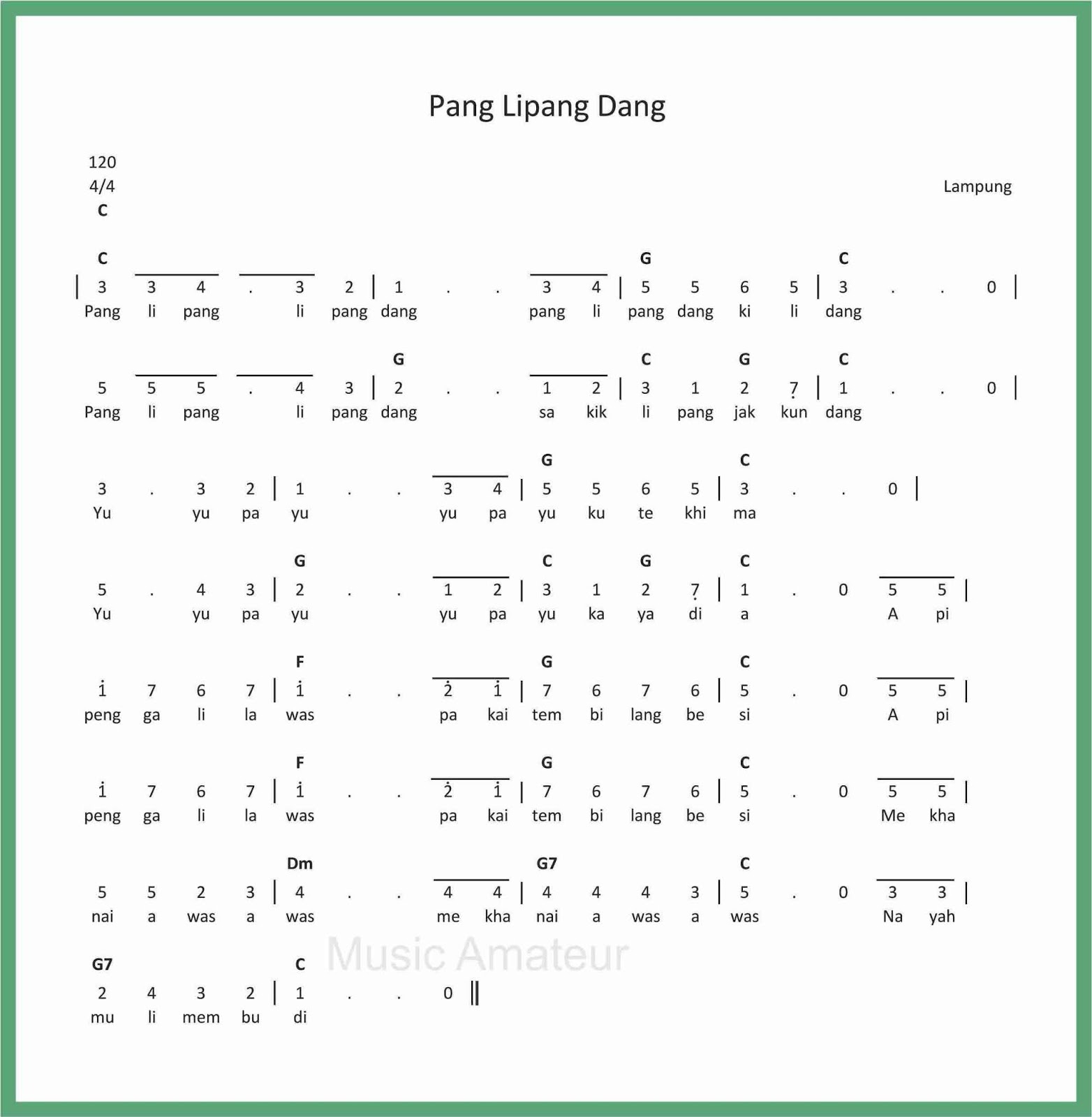 Not Angka Pang Lipang Dang Seputar Musik