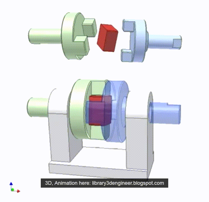 100023. Oldham coupling mechanism Download free 3D cad models
