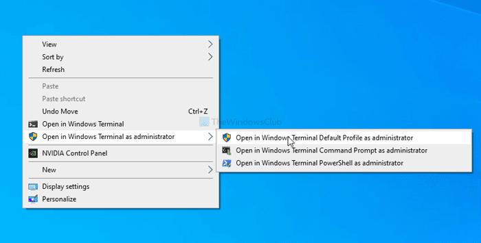 Cómo agregar o eliminar Windows Terminal elevado en el menú contextual