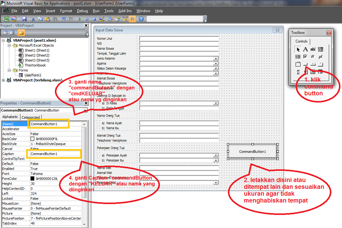 Cara membuat Input Data UserForm Dengan VBA Pada Ms. Excel misalnya ...