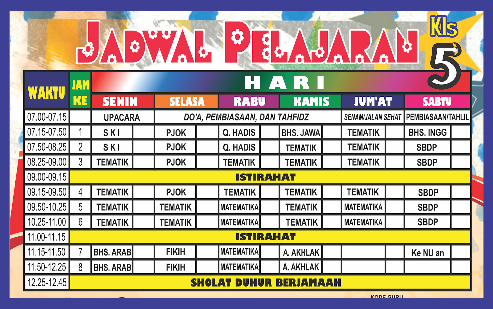 Desain Banner Jadwal Pelajaran Menarik Unik Keren Kumpulan Desain