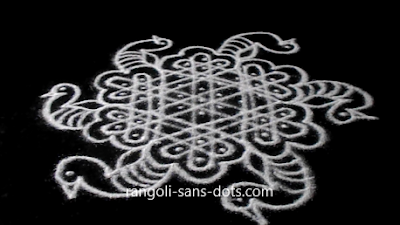 My kolam: starry blue New Year rangoli birds kolam big and small | Kolam by Sudha Balaji