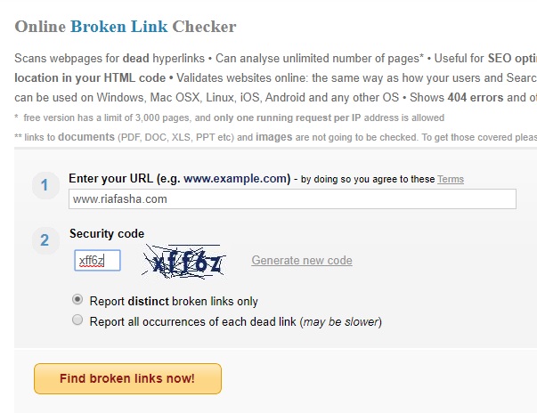 cara menambahkan blog untuk di cek broken link