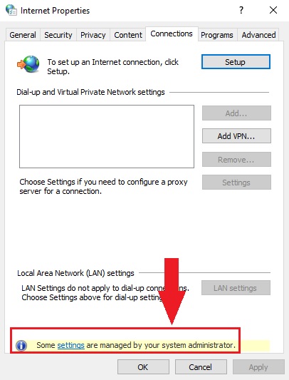 Some Settings are managed by your system administrator Some Settings are managed by your system administrator