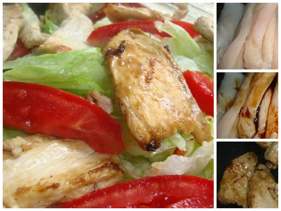 Pollo sobre cama de lechuga