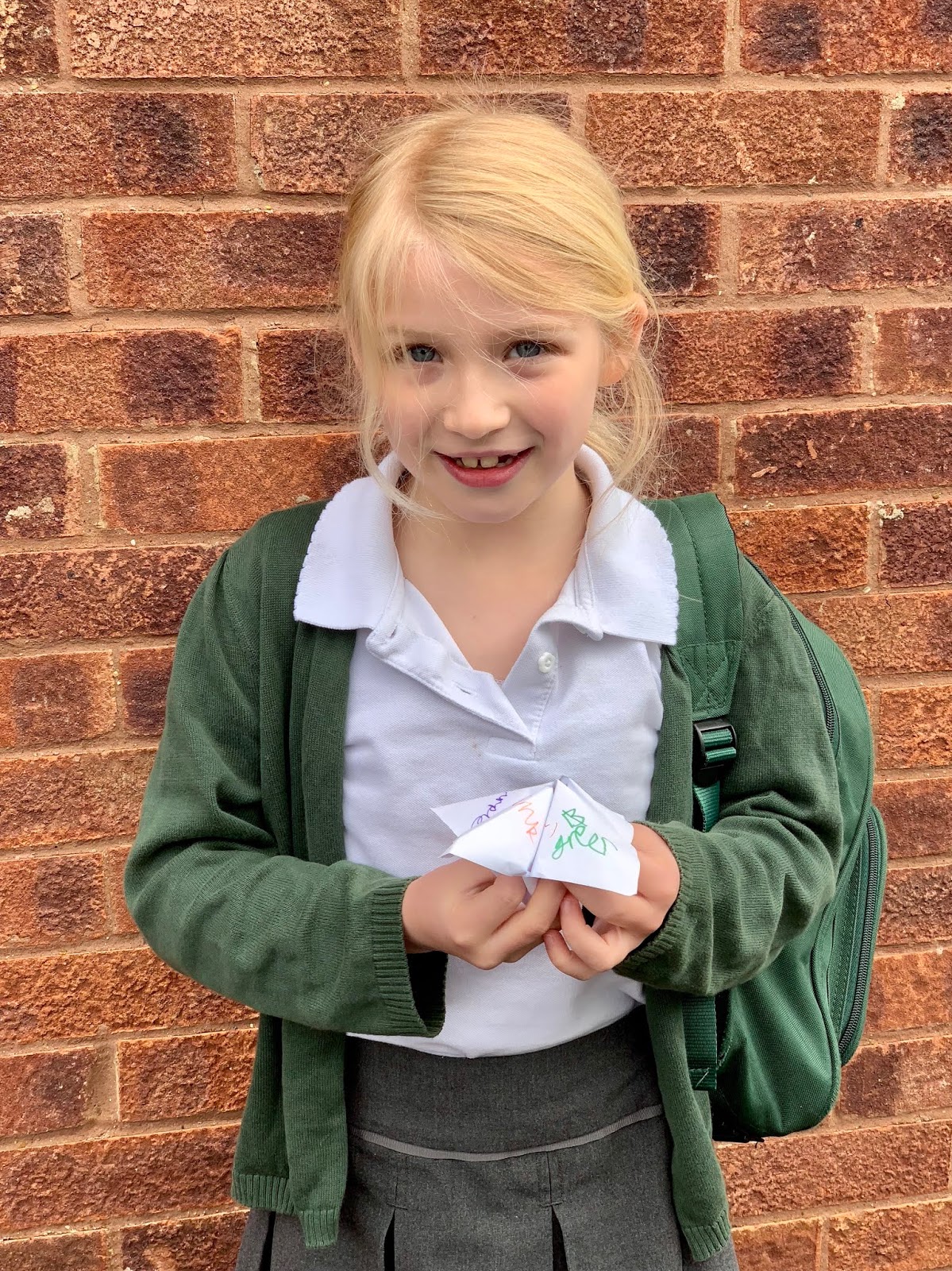 green school cardigan