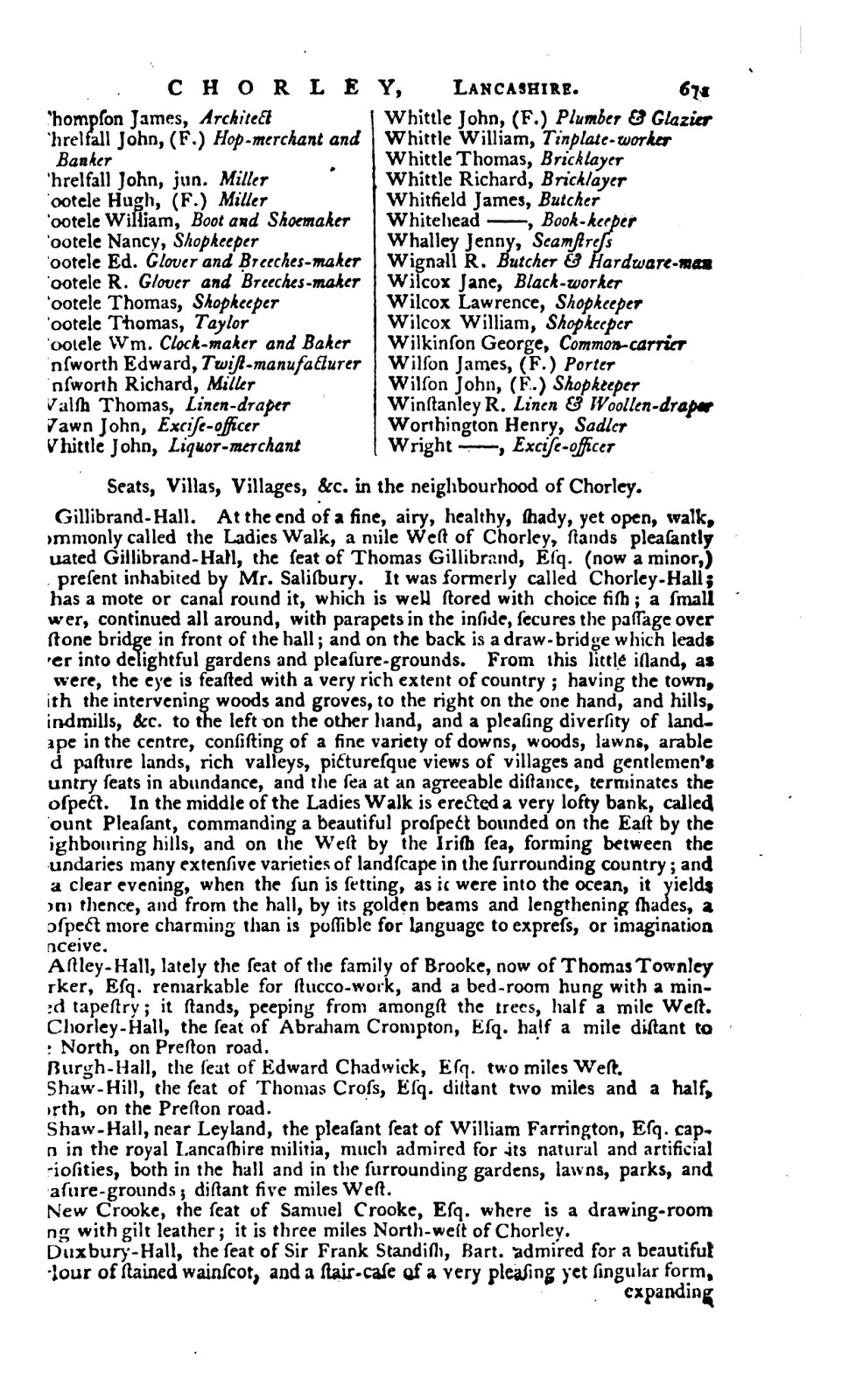 Chorley Commercial & Trade Directories 1793 Universal British