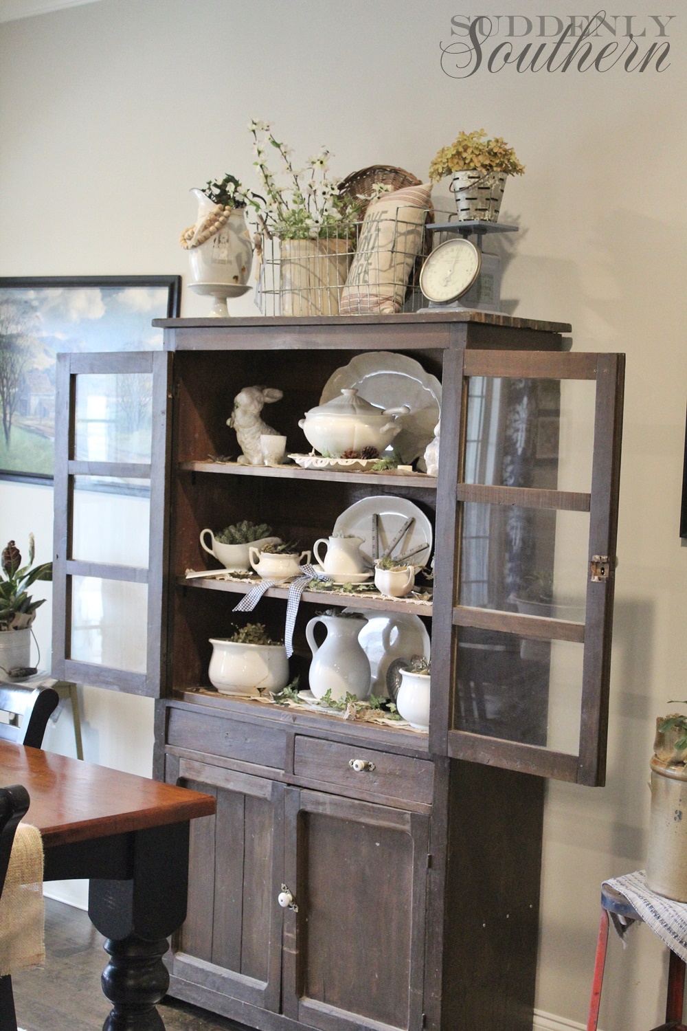 Suddenly Southern Spring Hutch & Dining Area