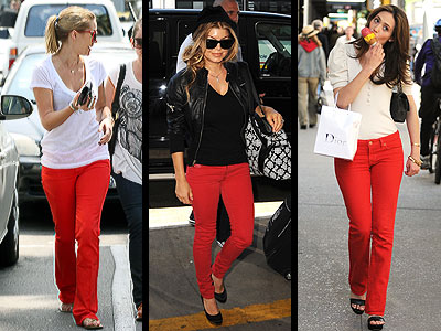 red jeans look