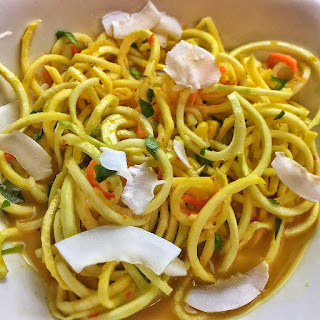 Veggie noodles with curried coconut sauce, recipe thursday, vegetarian eating, veggie noodles, clean eating recipes, vegan cooking, eating for weight loss