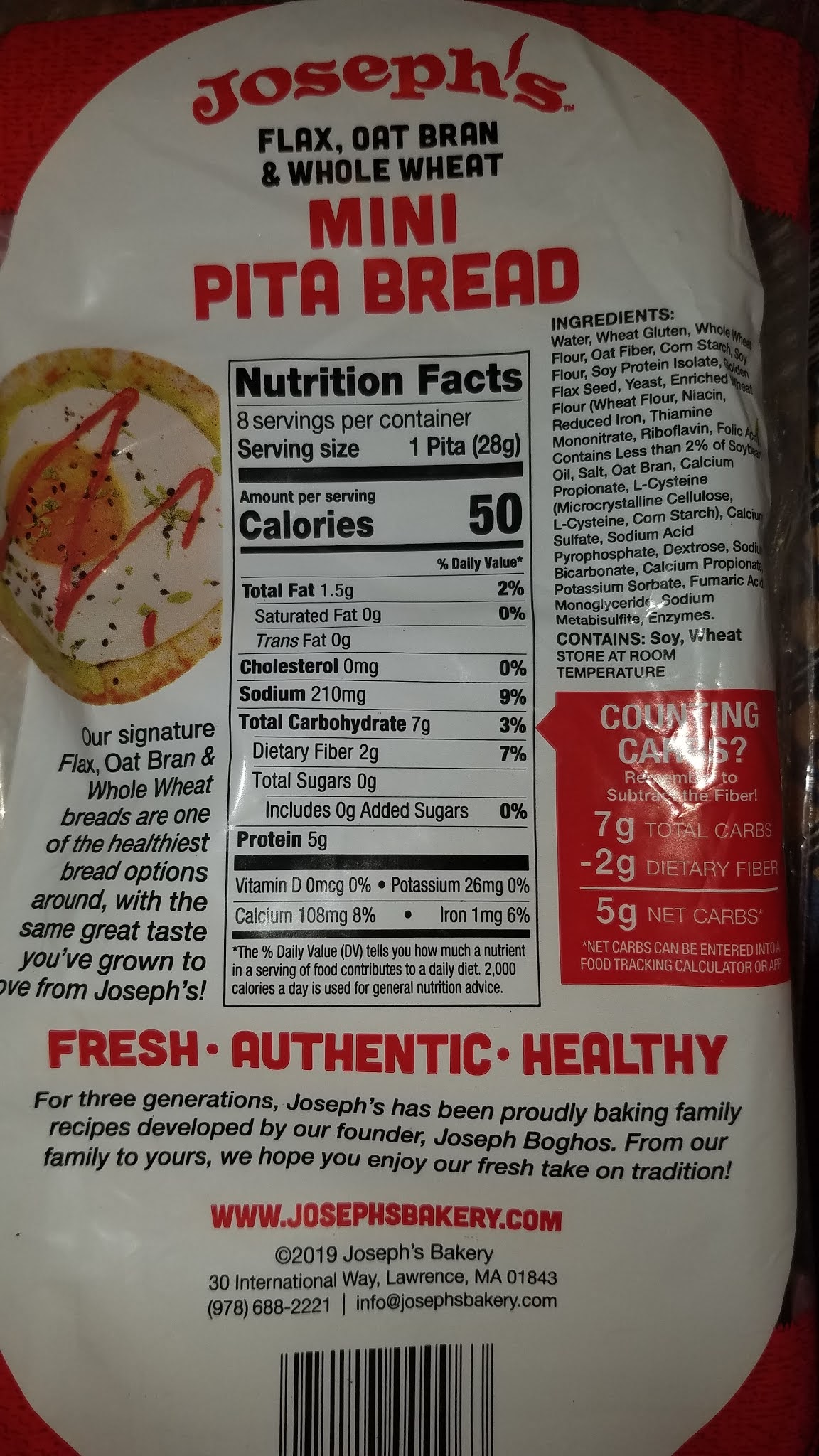 Joseph's Flax, Oat Bran & Whole Wheat Mini Pita Bread