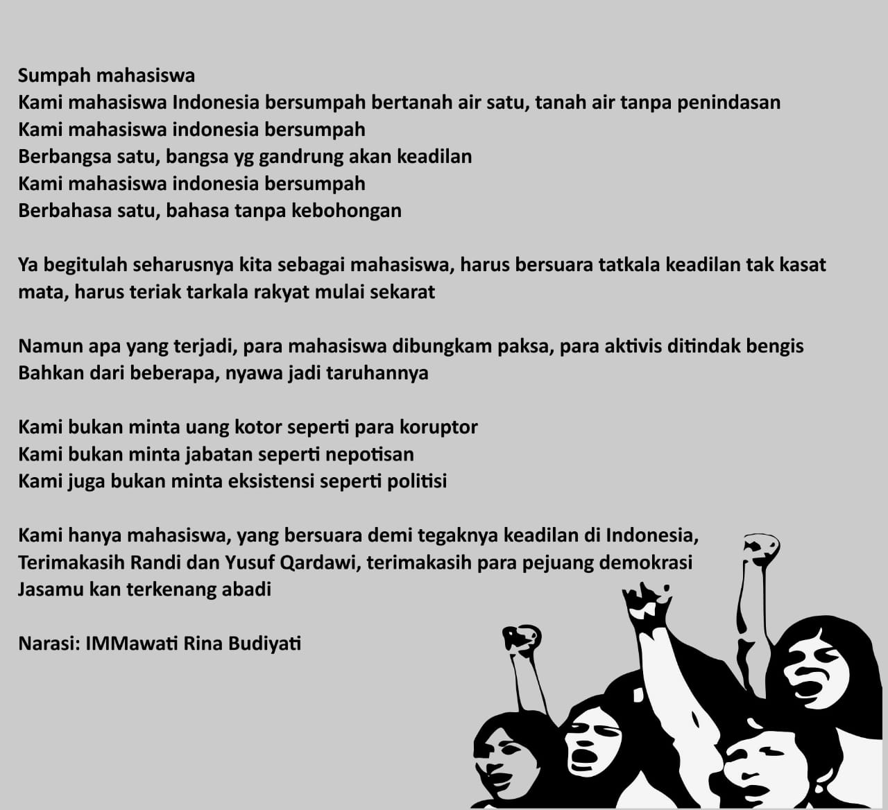 Puisi Immawan Dan Immawati Sumpah Mahasiswa