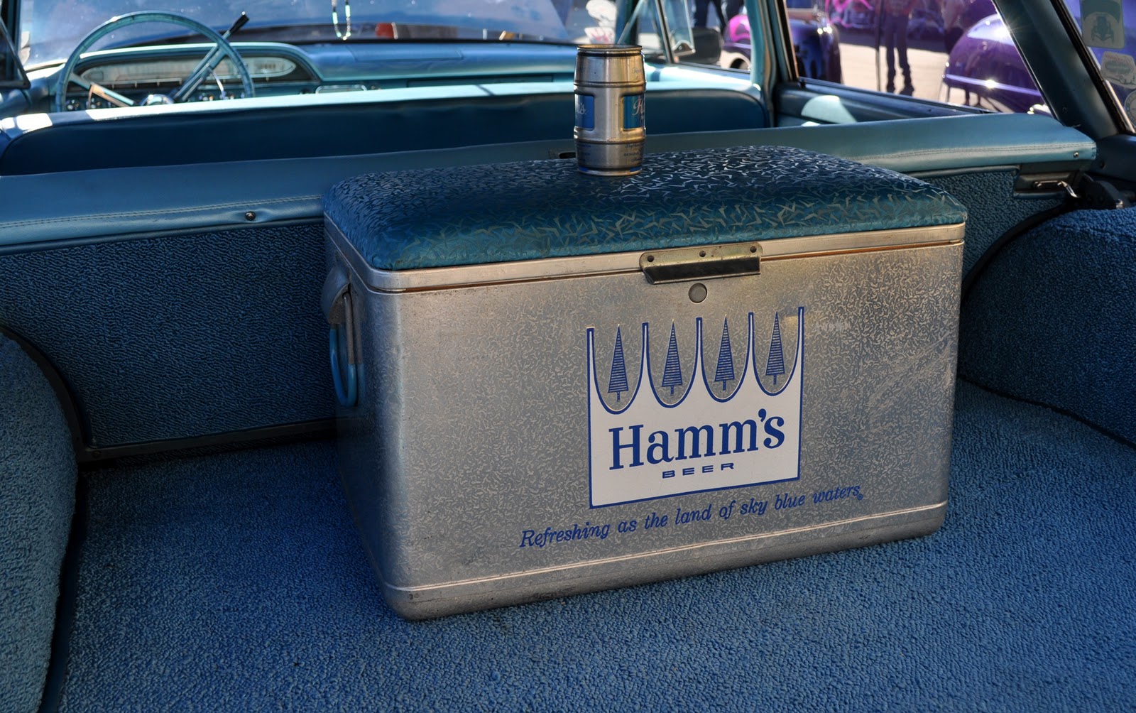 Just A Car Guy Beer coolers from 1960, and muscle cars... great combo